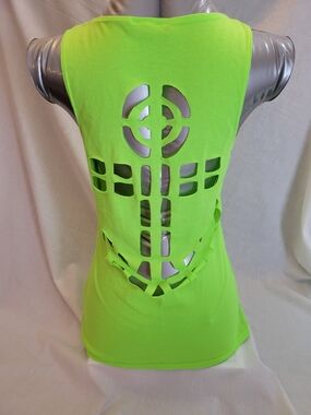 Women's Neon Green Cutout Back Tank Top